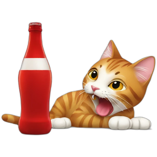 Cat licking red bottle emoji