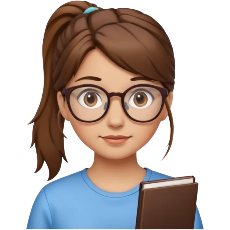 brown haired Ponytail Girl with Glasses emoji