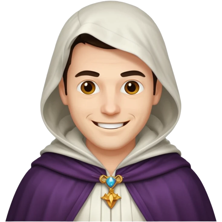 white cloak villain smiling, male emoji