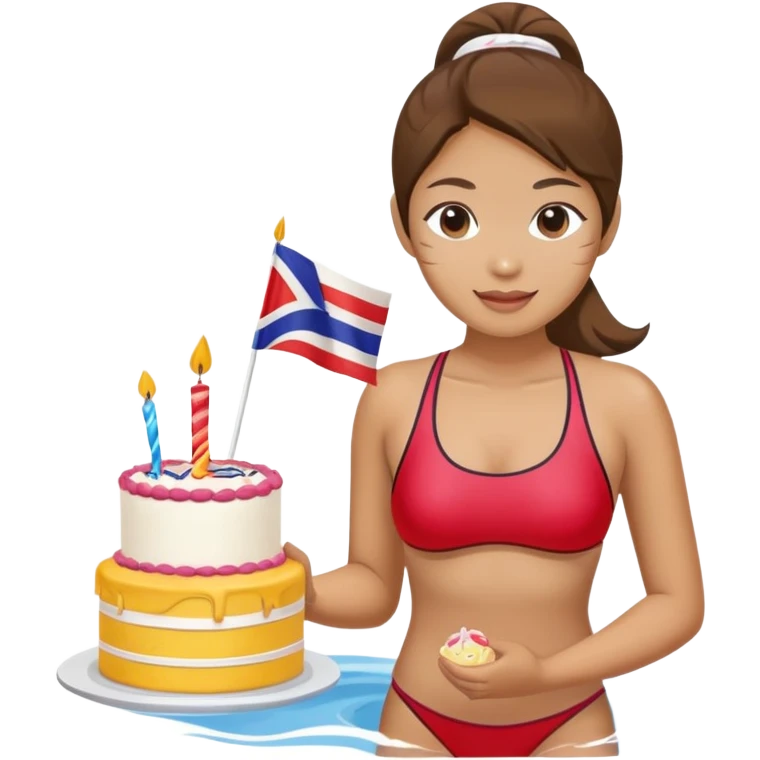 Thai flag with female swimmer and birthday emoji