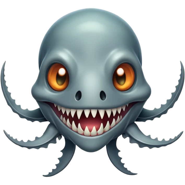 Happy Reaper Leviathan from Subnautica, underwater creature with mandibles, cheerful expression emoji