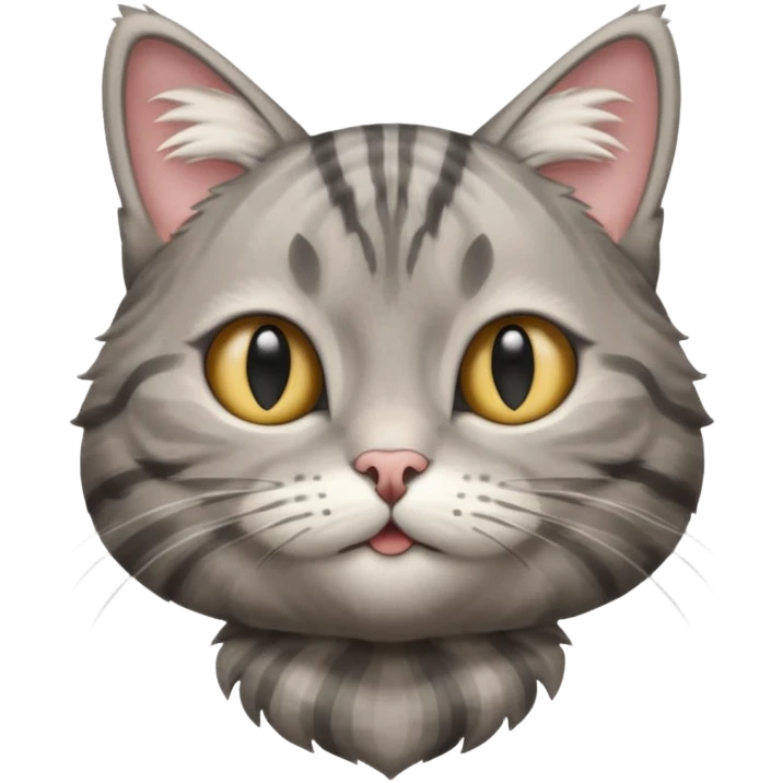 A high-resolution photo-realistic digital illustration of a grey tabby cat, chest upward emoji