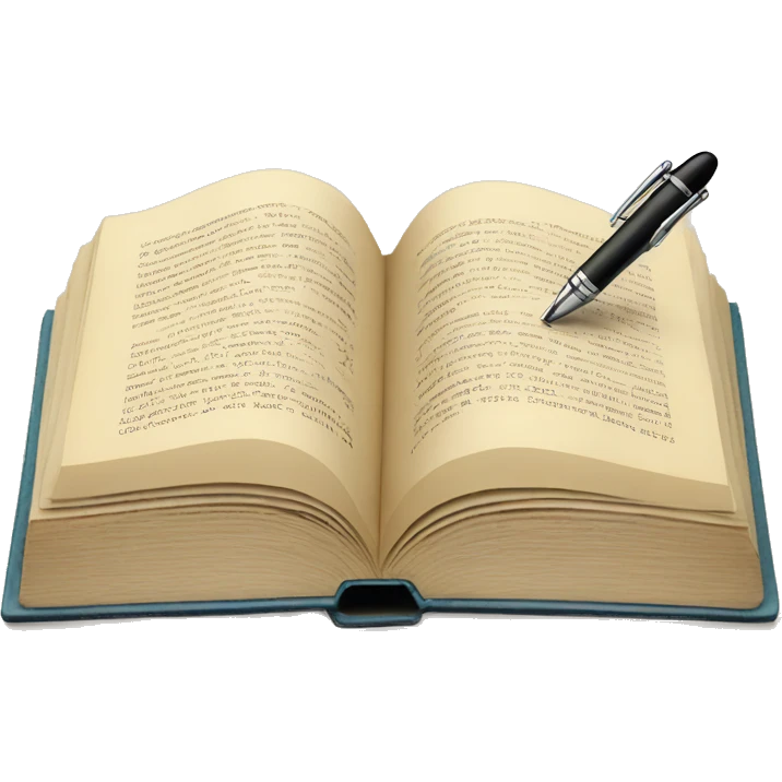 an open book and a pen over it emoji
