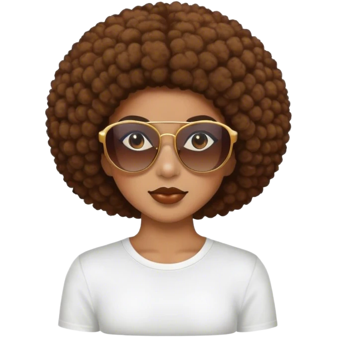Girl with brown Afro and sunglasses  emoji