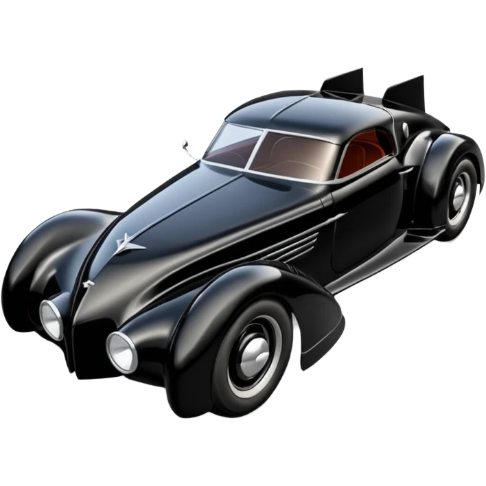  the animated series Venom aerodynamic futuristic Batmobile loosely based on 1936 cord 812 (flat long straight faceted mechanical body) stealthy street hot rod  emoji