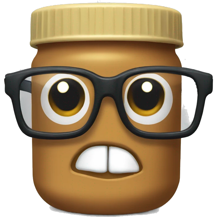 Peanutbutter jar with eyeglasses funny face emoji