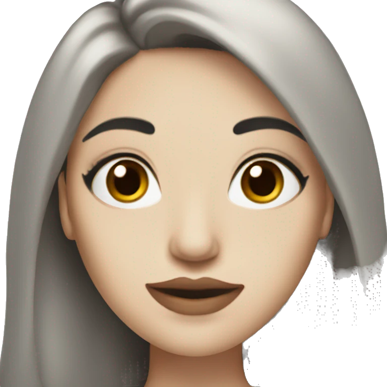 A woman with long black hair white skin makeup  brown eyes in a dress emoji