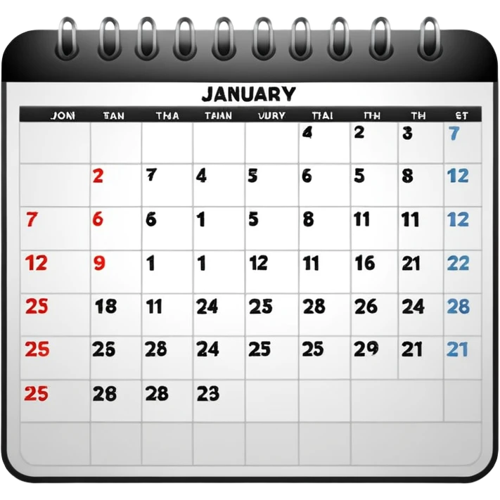 January 2026 calendar
 emoji