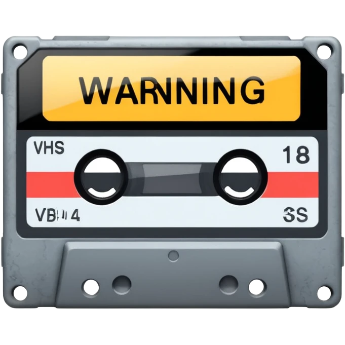VHS tape with scratched warning label.
 emoji