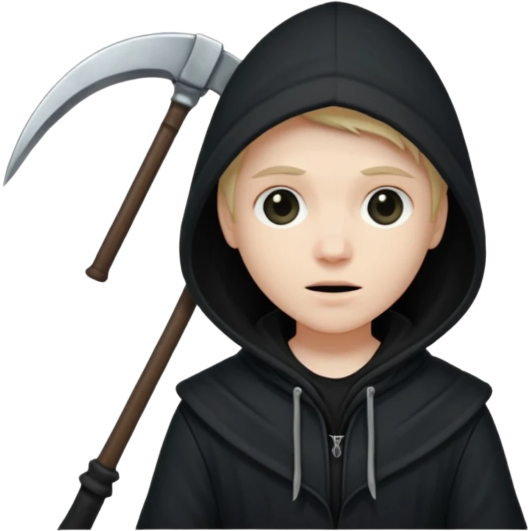 zoomed black hood skull scythe emoji