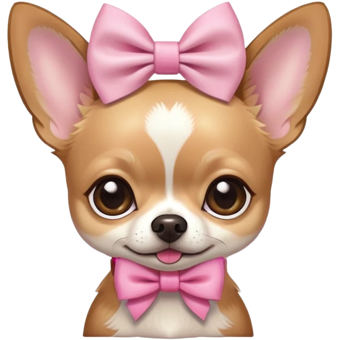 A Chihuahua with a pink bow emoji