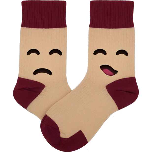 aesthetic biege socks with burgundy packing emoji