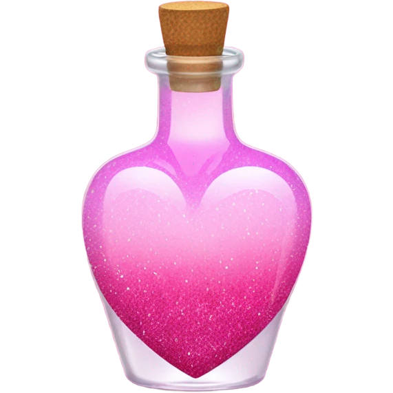 Pink ombre heart shaped potion bottle with liquid and glitter emoji