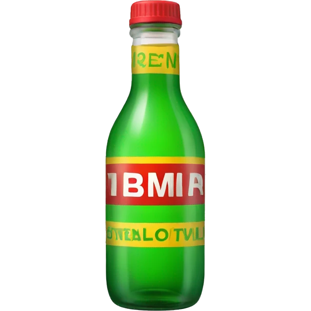 Green glass bottle with yellow and red letters  emoji