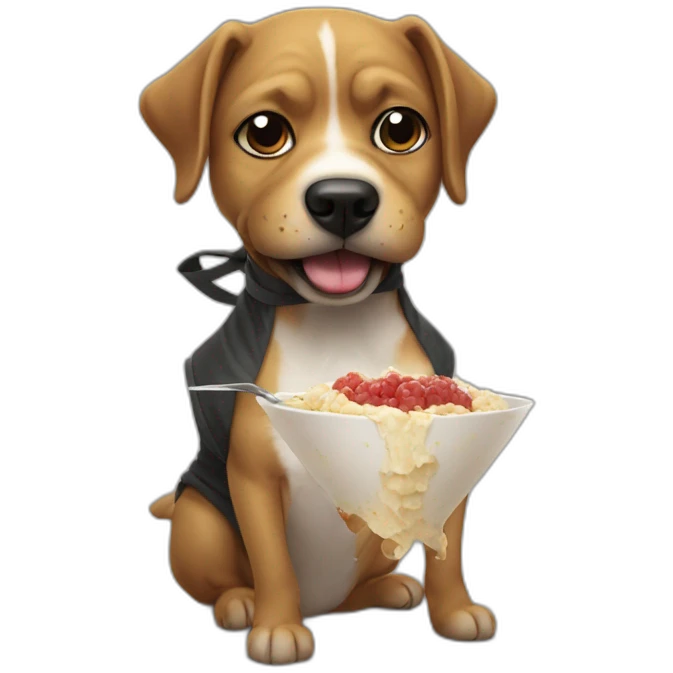 dog like ninja eating lovely cute shit emoji