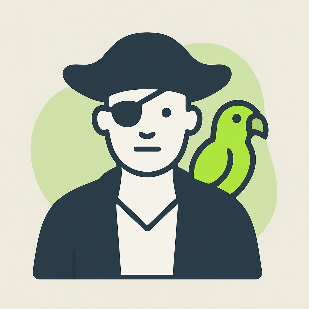 pirate with eye patch and parrot emoji