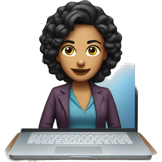Laura Avila con laptop Mac  emoji