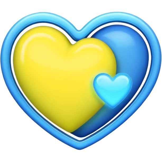 neon yellow and blue heart emoji