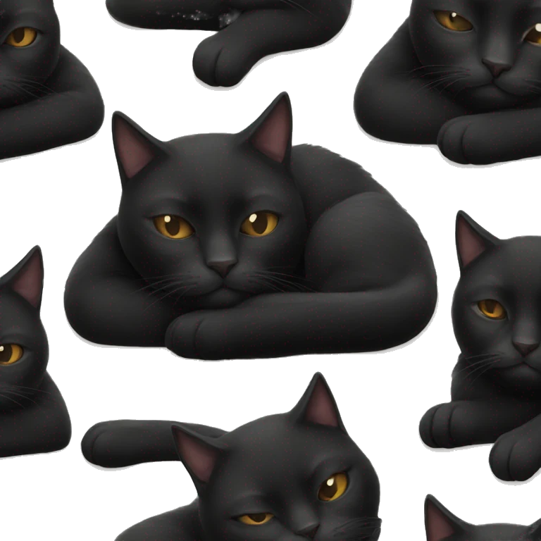 realistic sleeping black cat emoji