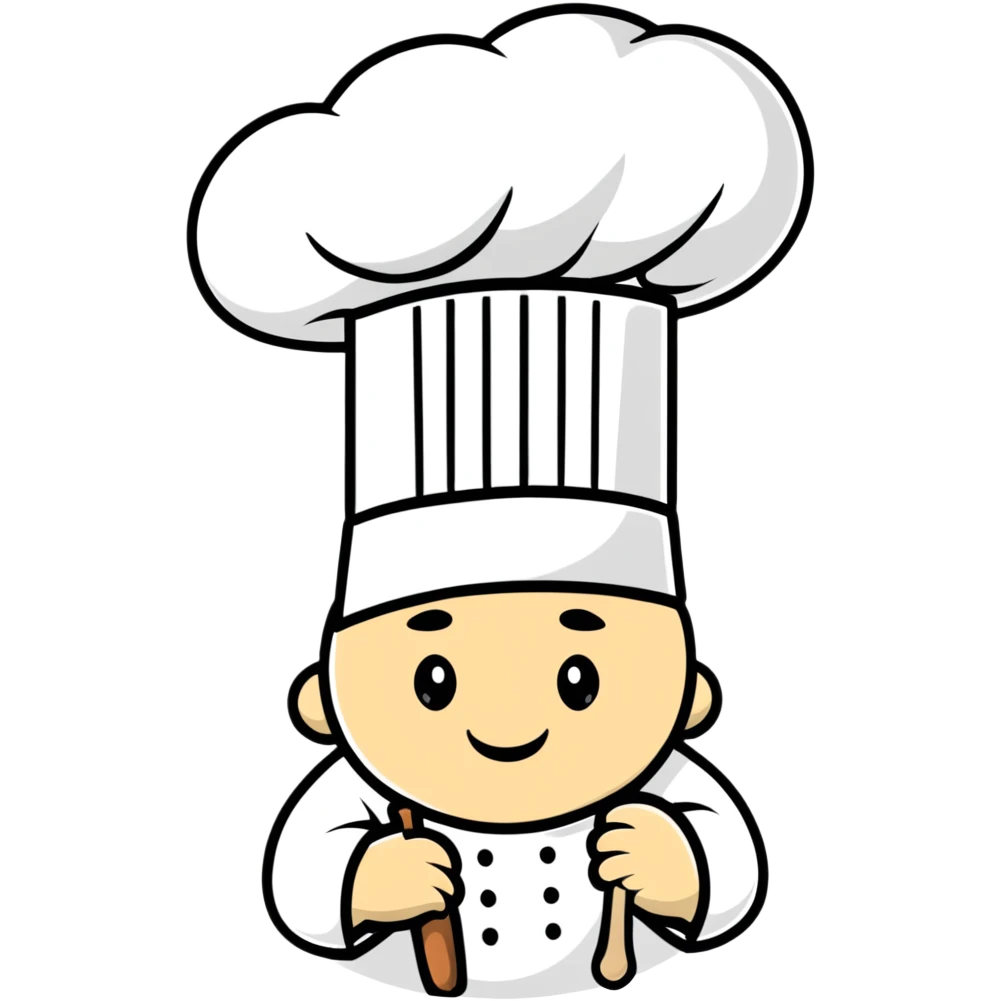 A traditional white chef's hat, tall and puffed, symbolizing culinary expertise emoji