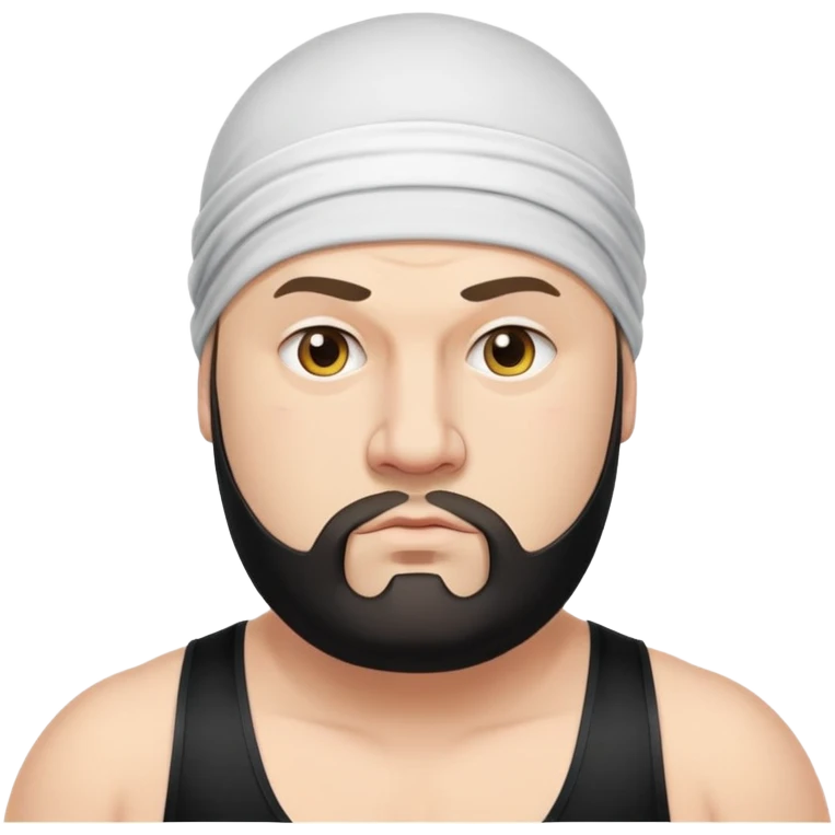 White skin fat guy with black durag, light stubble beard of a few days in wrestling singlet emoji