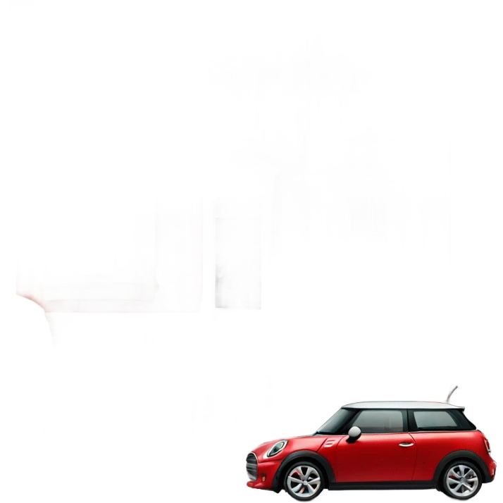 townhouse with a red mini cooper out front emoji
