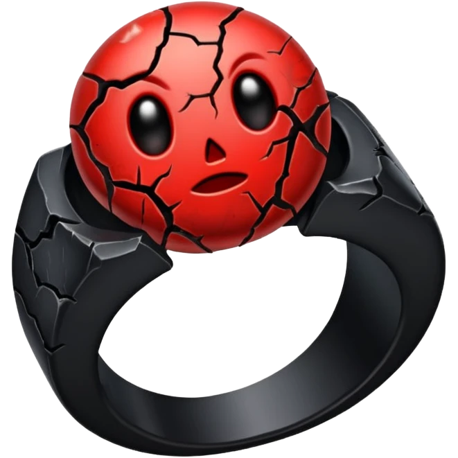 iOS sticker, cursed ring, black shades, red crack, minimal emoji