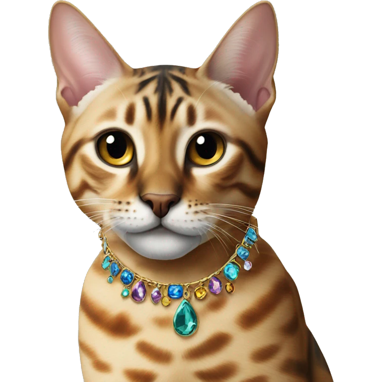 Bengal and Savannah cat jewel collar emoji