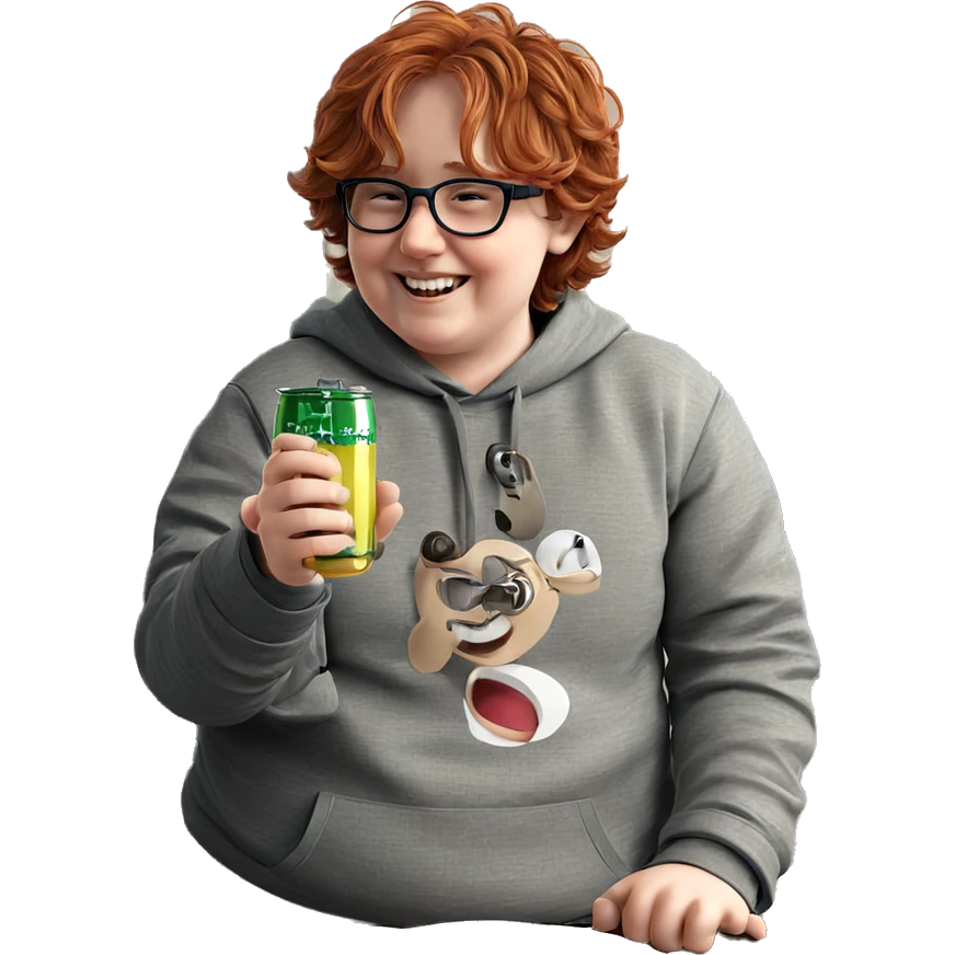 smiling boy with drink indoors emoji