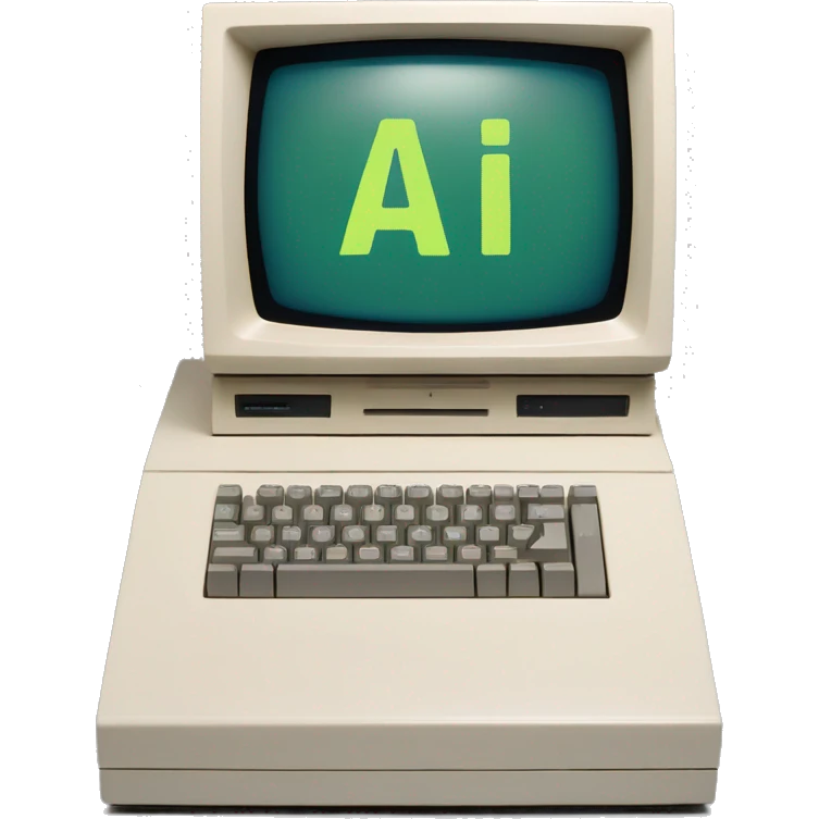 Create an emoji of the Apple Lisa computer with a text "AI running" on the screen emoji