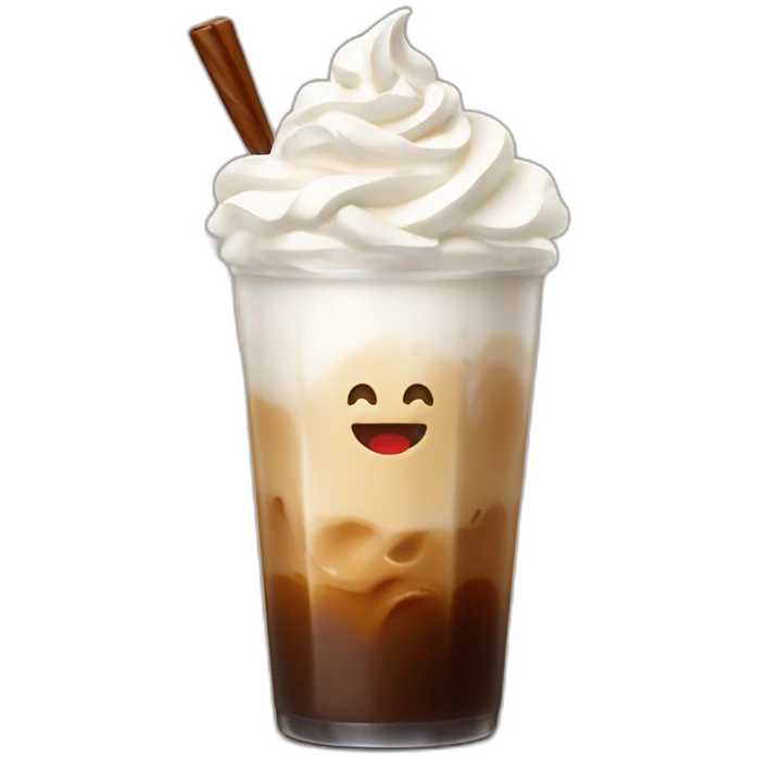 Cold coffee with whipped cream emoji