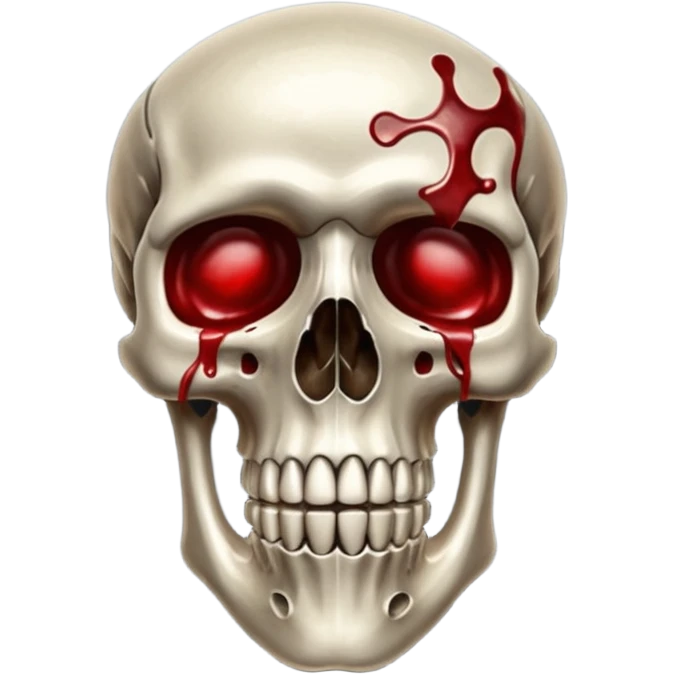 metallic anatomic bones with blood, steel texture, dark dramatic tone, clean background emoji