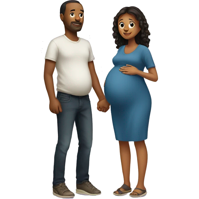 A pregnant woman with her husband  emoji