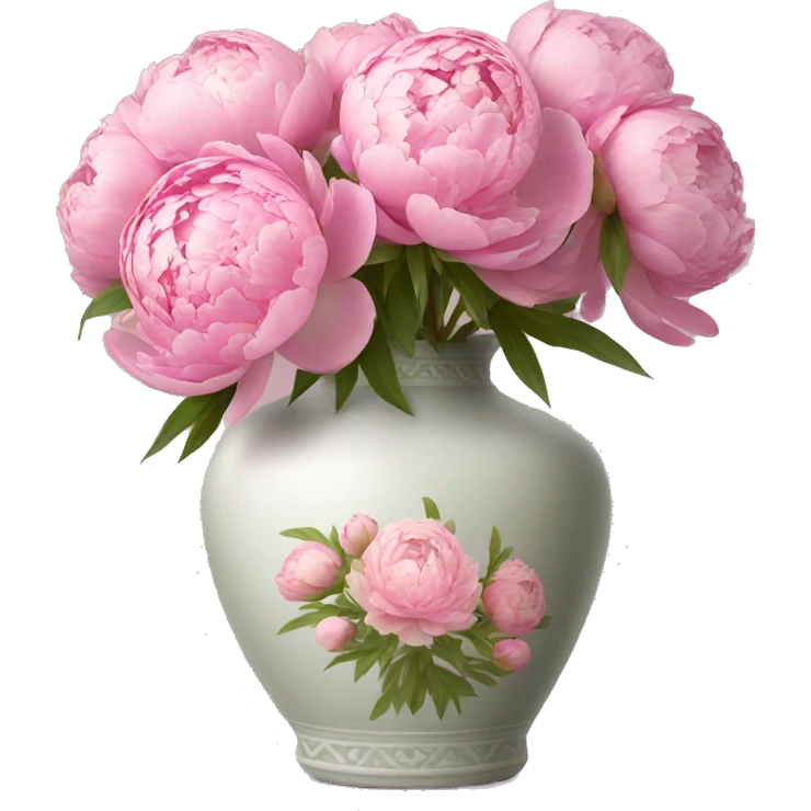 Pink peonies bouquet in vase emoji