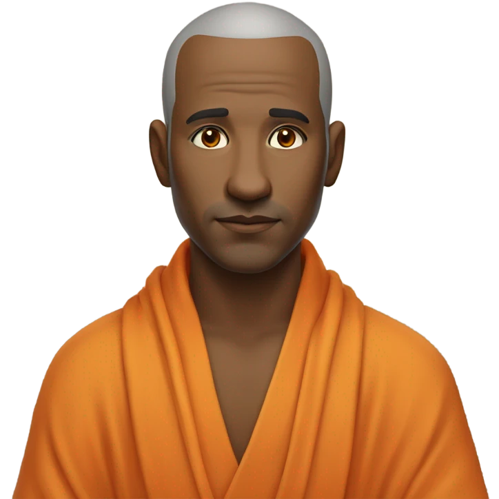 yogi with a peaceful and meditative expression. The character should be wearing an orange robe, symbolizing traditional yogic attire. emoji