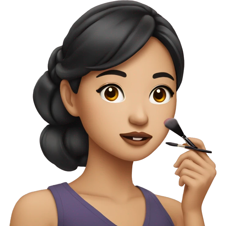 brunette asian girl doing her makeup emoji