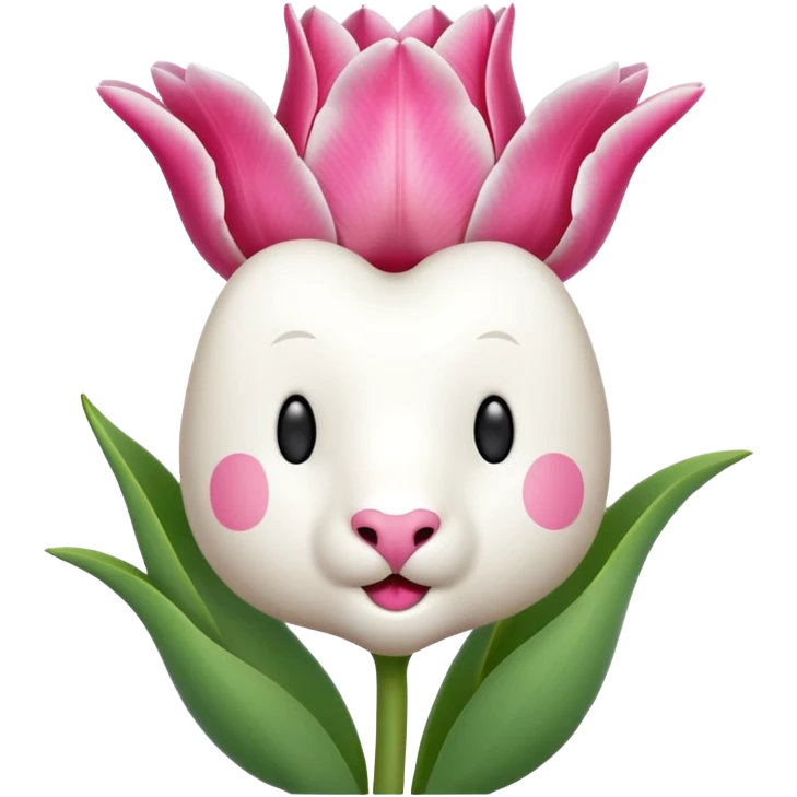 Un cordero lindo teniendo un tulipán rosa emoji