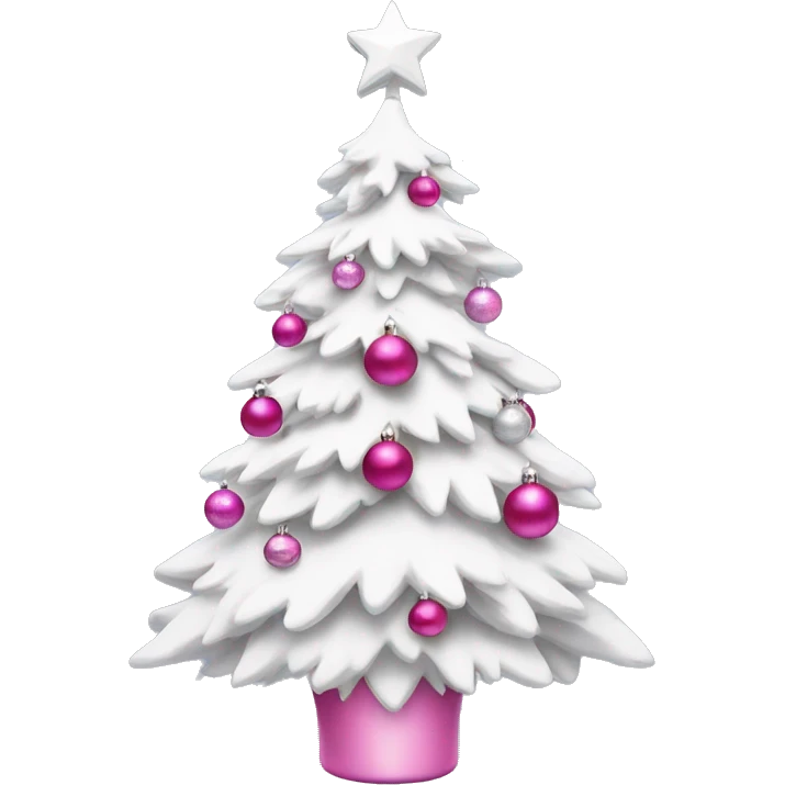 white christmas tree with pink ornaments  emoji