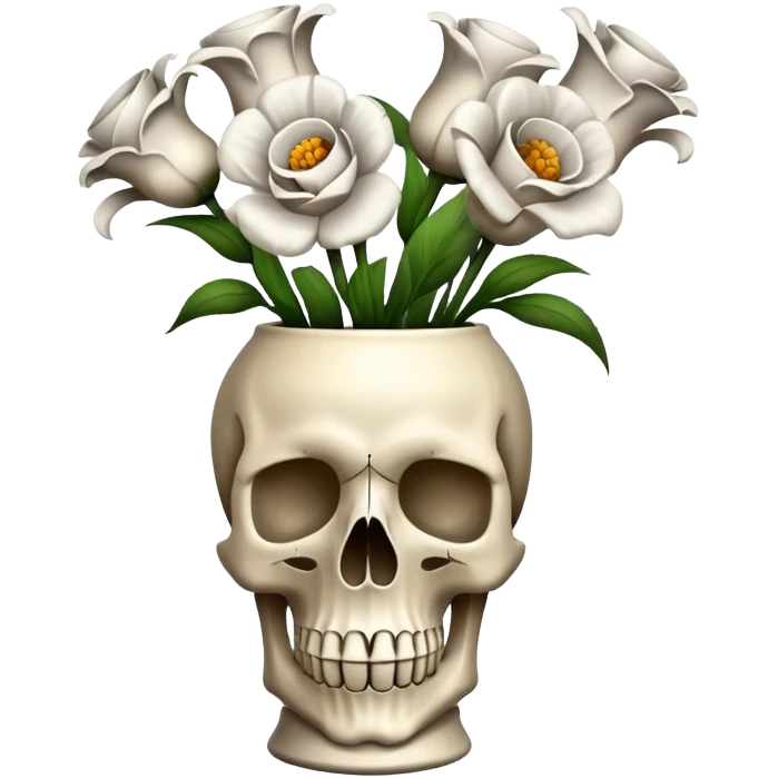 still life scull, flowers vase, tissue emoji
