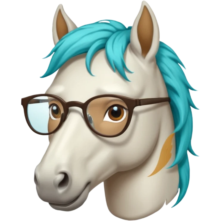 whitehorse head with turquoise hair and glasses emoji