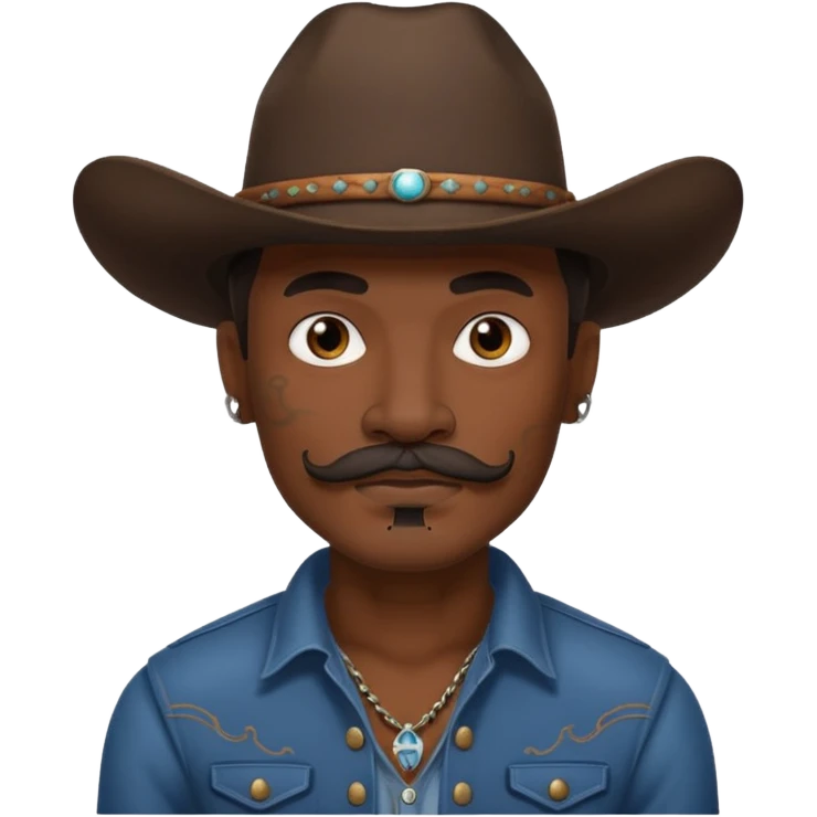 tattooed and mustached cowboys dark face emoji