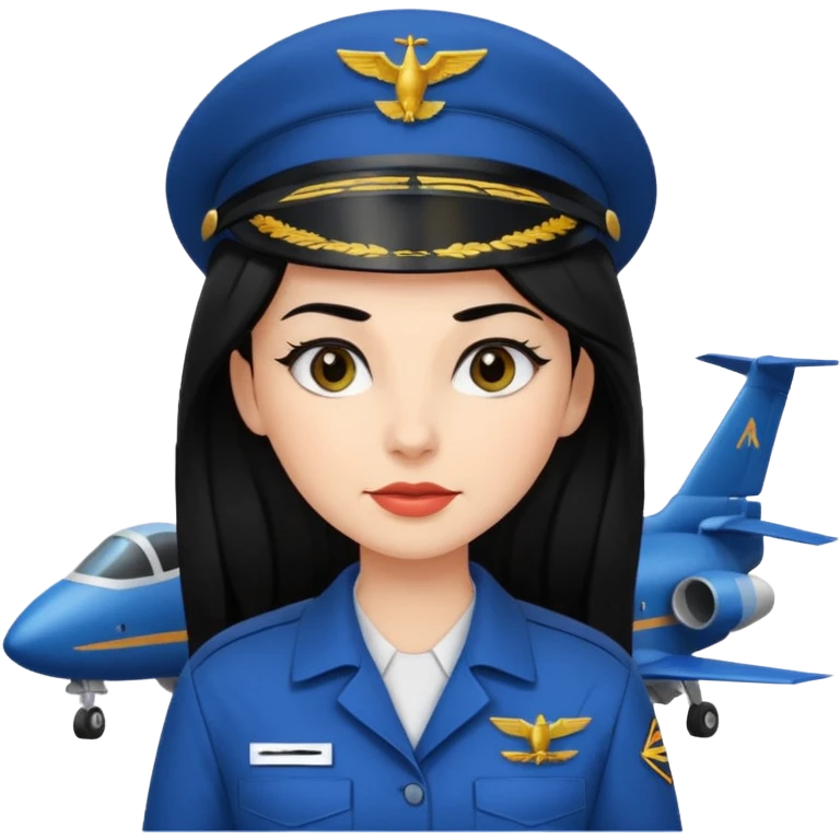 Femme cheveux long noir travaille dans le domaine de l'aéronautique gros sourcils emoji
