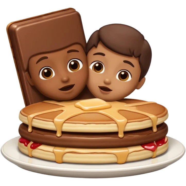 Chocolate bar being kissed by pancake emoji