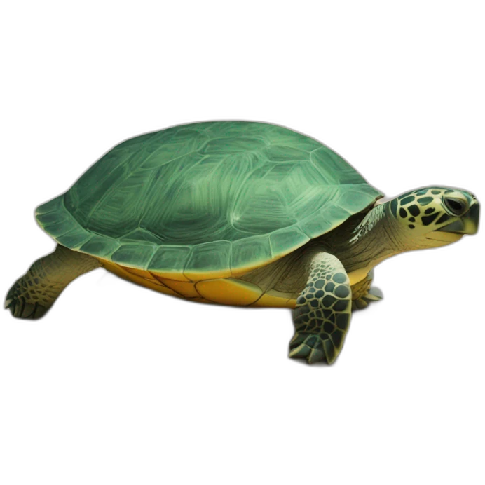 Une tortue sur un dofin emoji