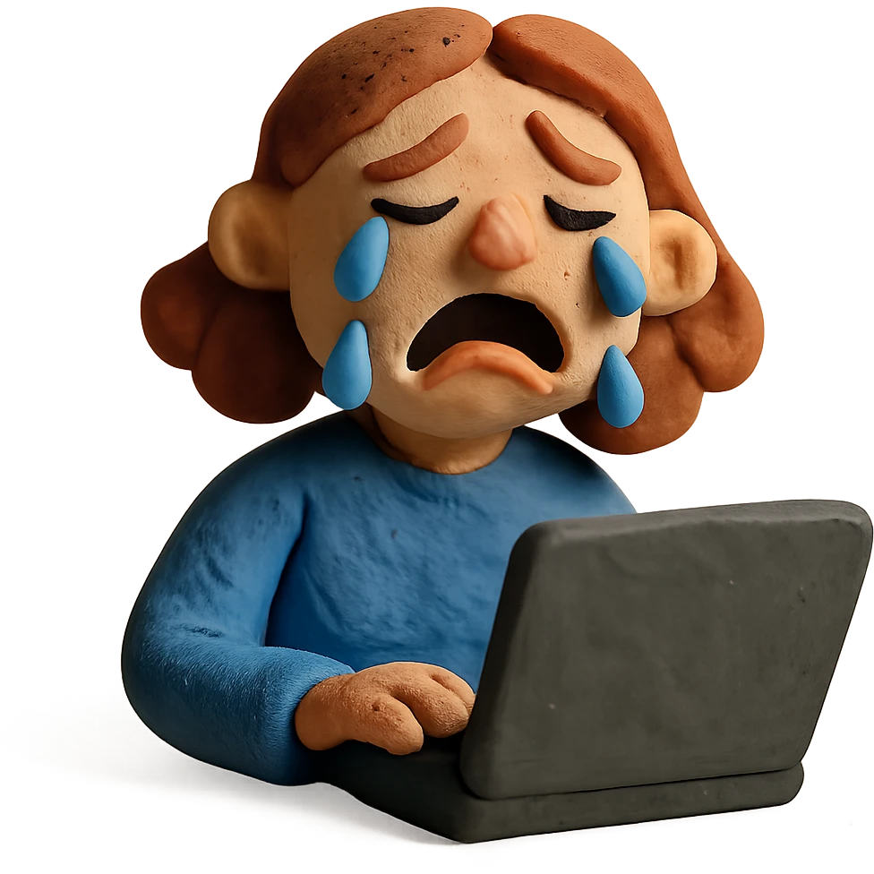 crying woman with laptop emoji