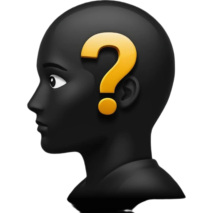 dark shadow of a person with a question mark in head emoji