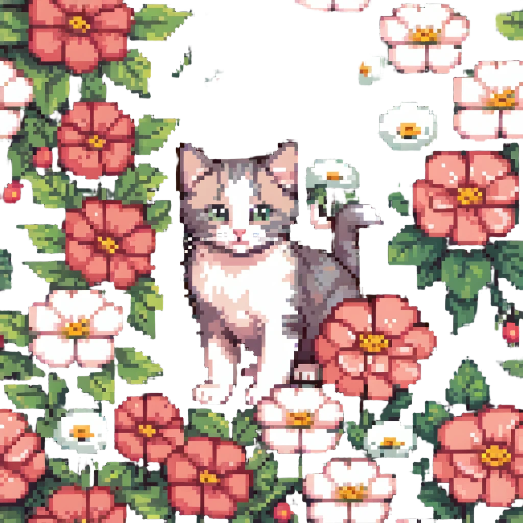Kitten and flowers emoji
