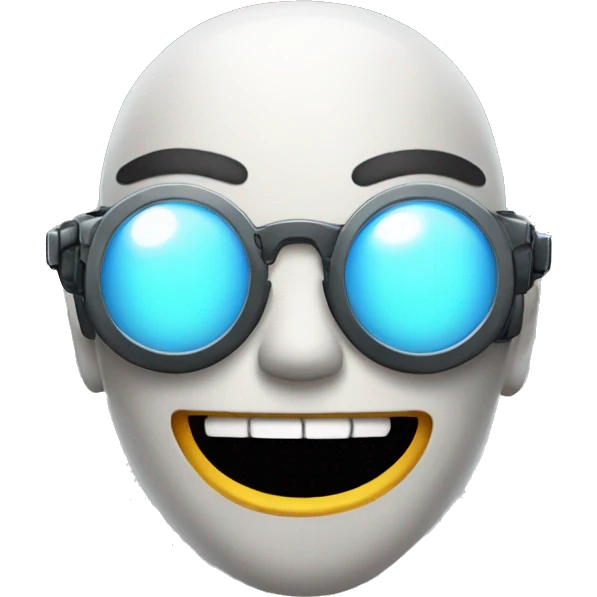round grinning cyborg with sunglasses emoji