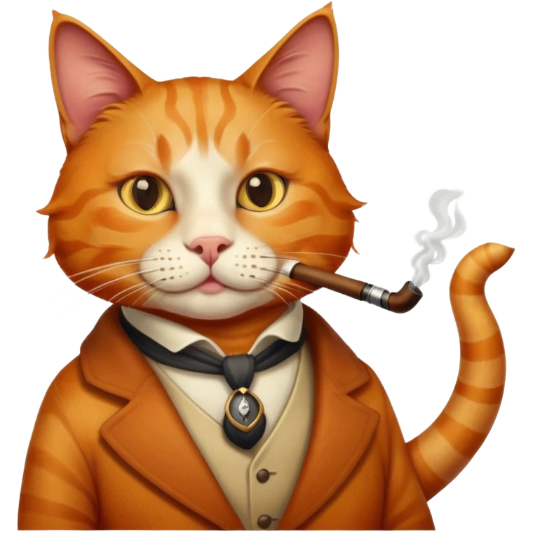 Рыжый кот курит трубку  emoji