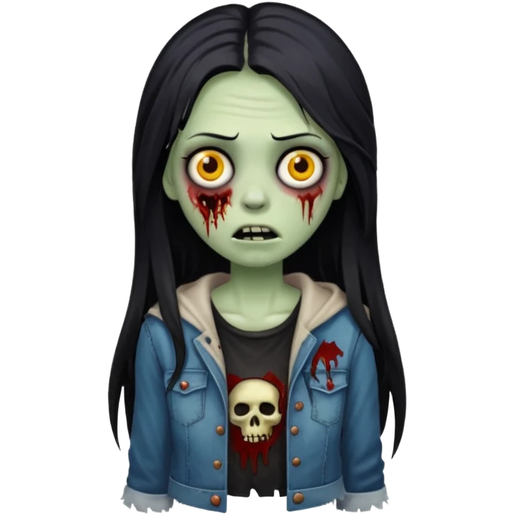white girl like a zombie with black long hair emoji